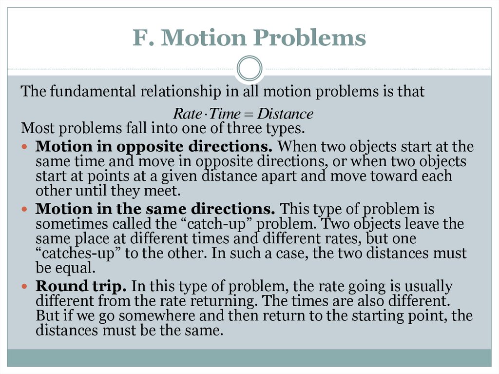 F. Motion Problems