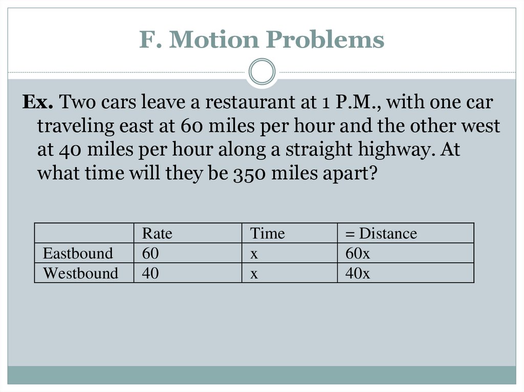 F. Motion Problems