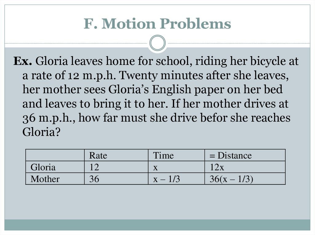 F. Motion Problems