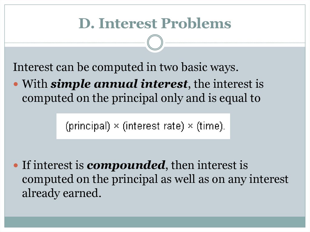 D. Interest Problems