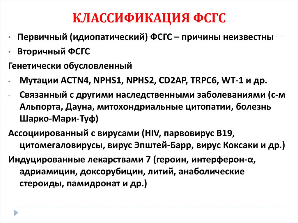 КЛАССИФИКАЦИЯ ФСГС