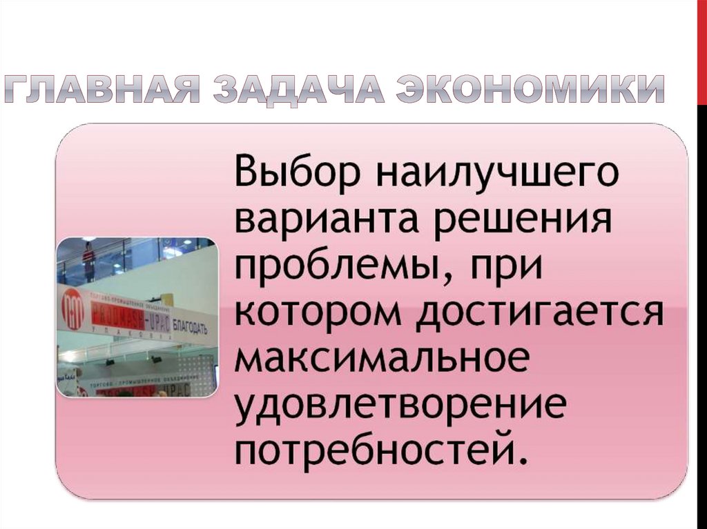 Главная задача экономики