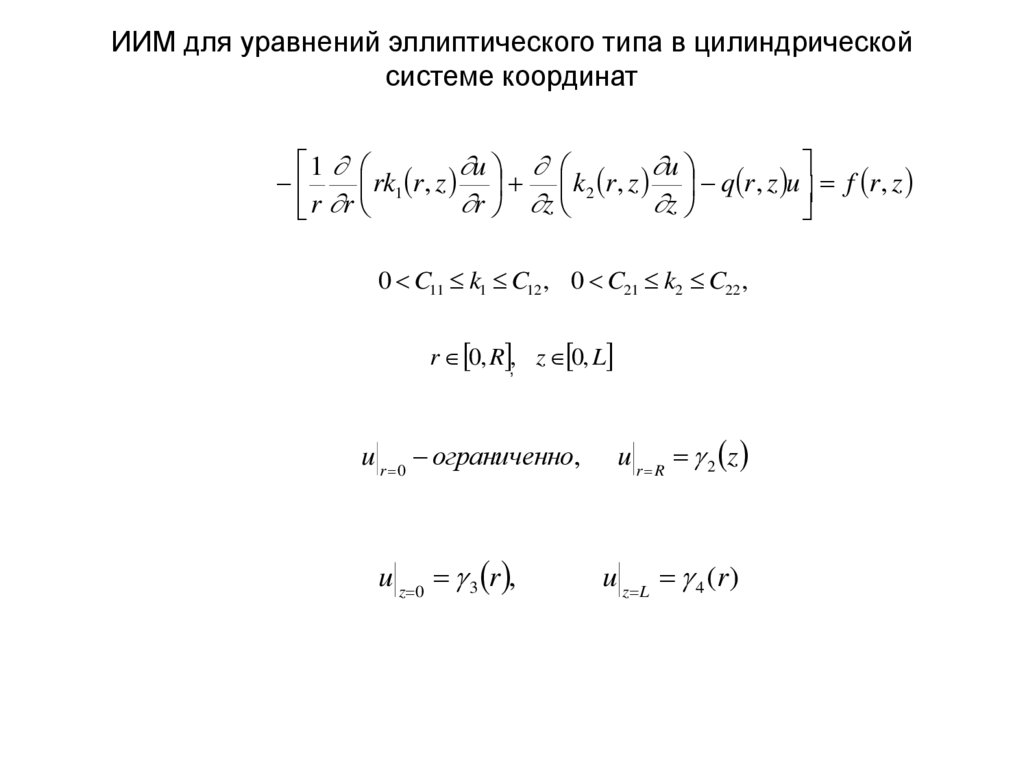 ИИМ для уравнений эллиптического типа в цилиндрической системе координат
