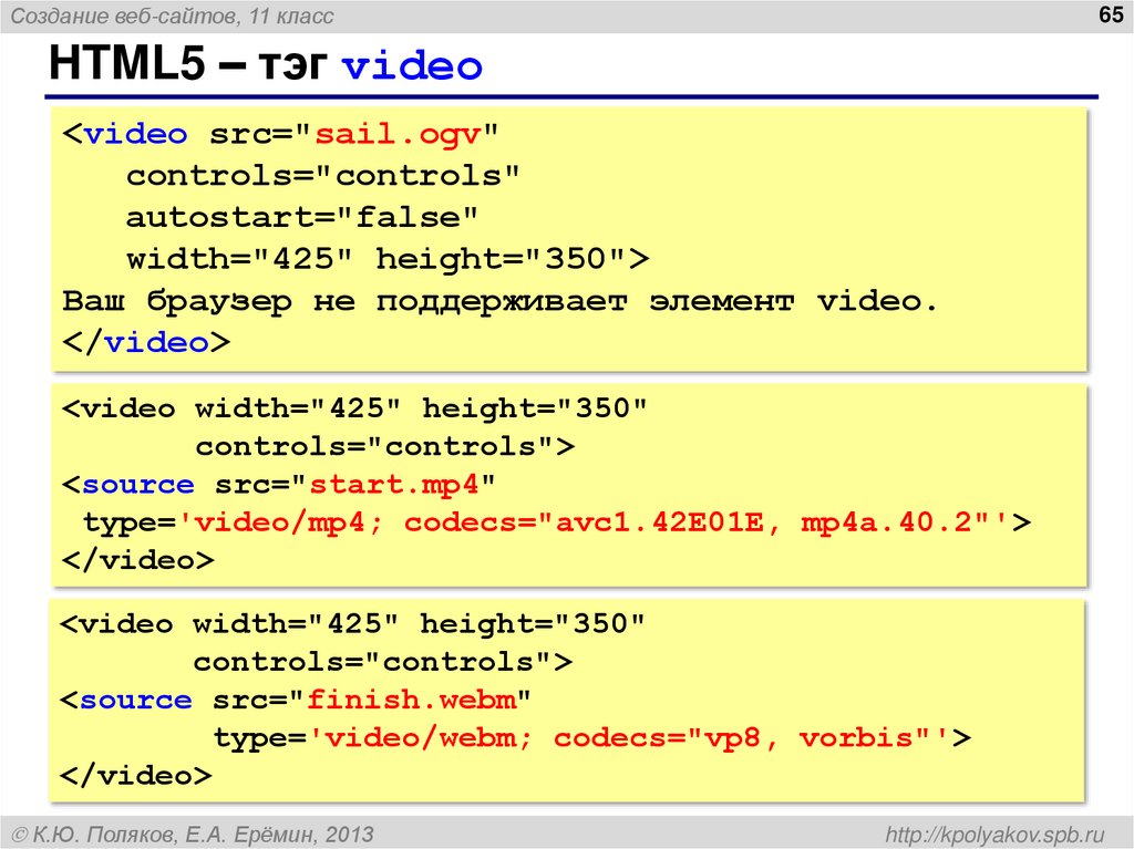 HTML5 – тэг video