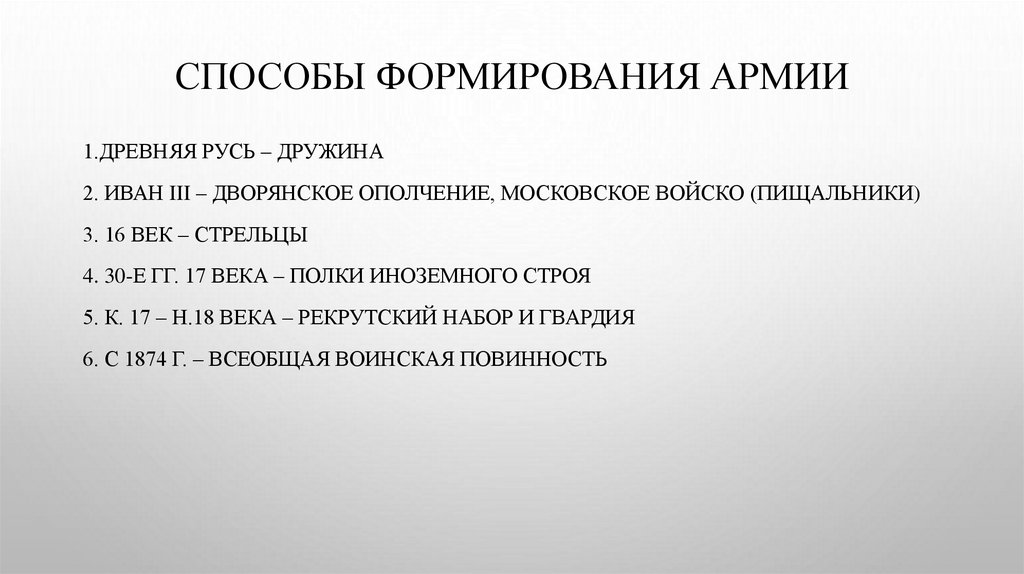 Способы формирования армии