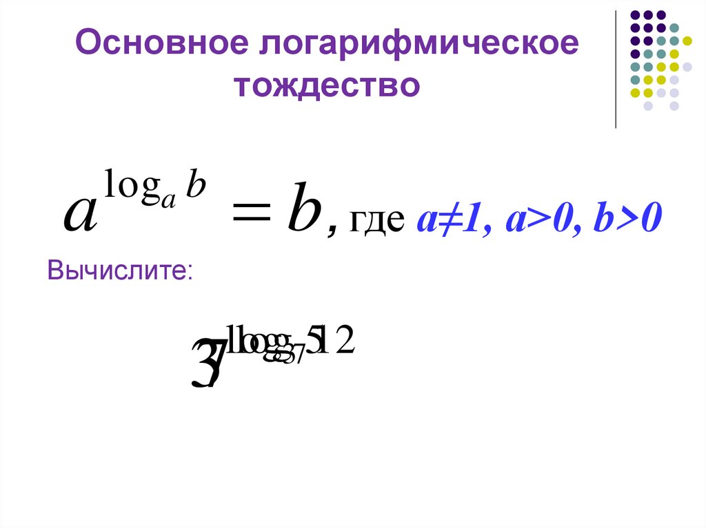 Основное логарифмическое тождество