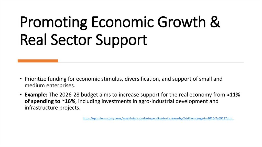 Promoting Economic Growth & Real Sector Support