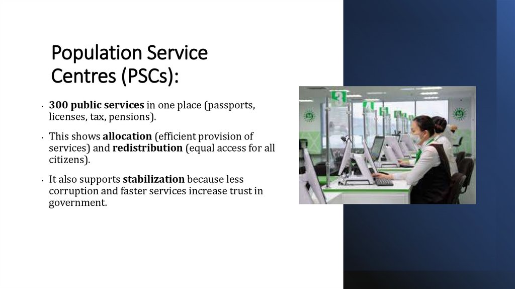 Population Service Centres (PSCs):