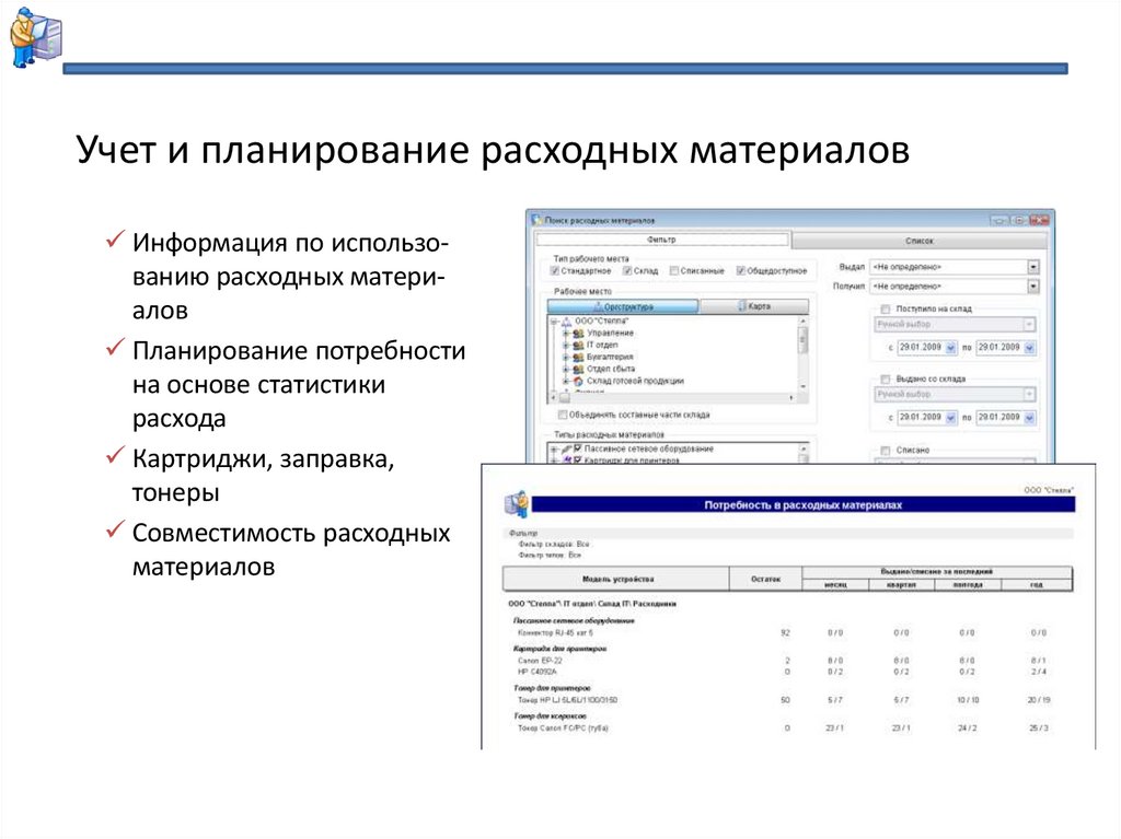 Учет и планирование расходных материалов