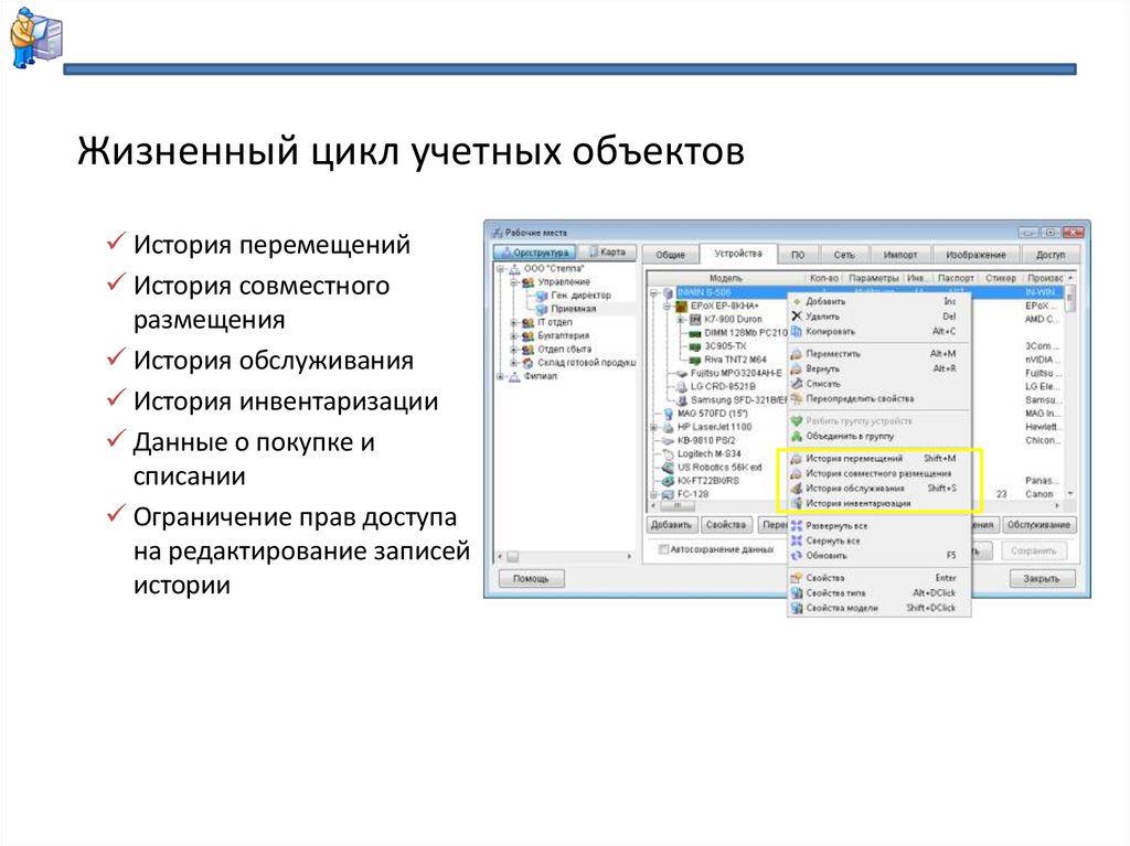 Жизненный цикл учетных объектов