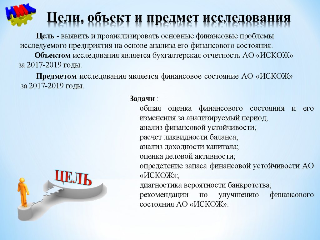 Цели, объект и предмет исследования