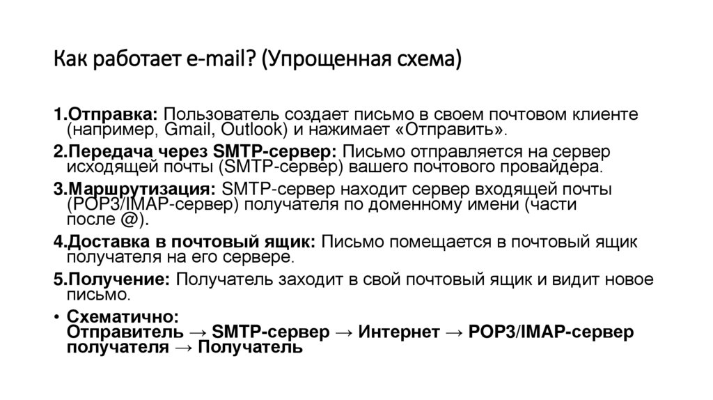 Как работает e-mail? (Упрощенная схема)