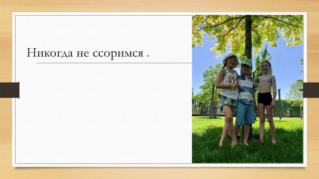 Никогда не ссоримся .