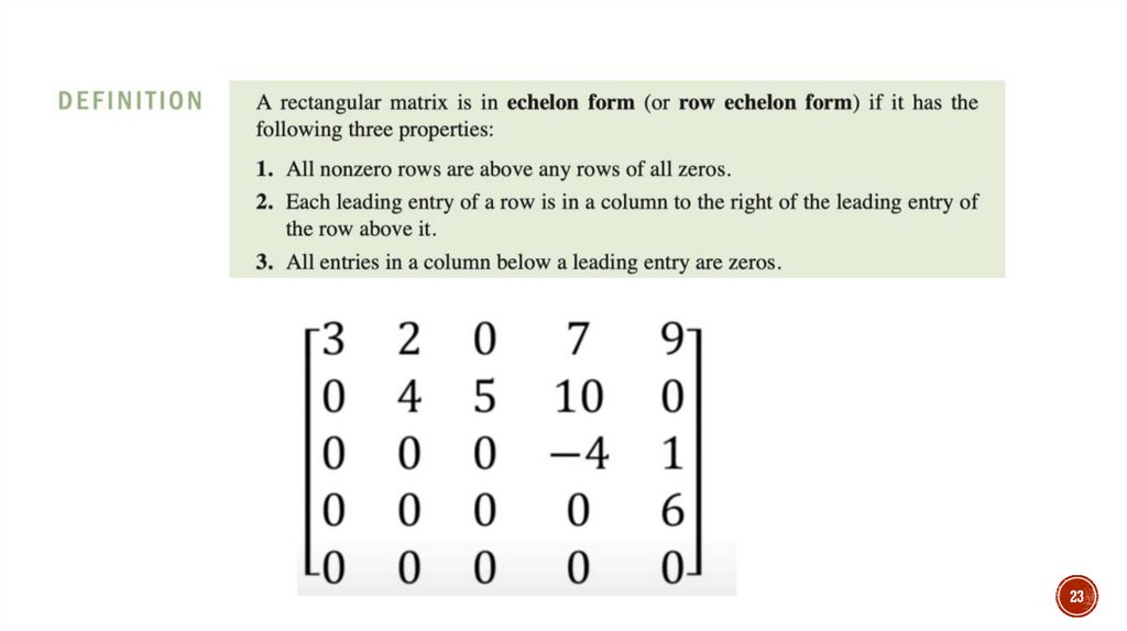 Echelon form of matrix
