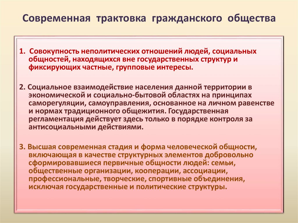 Современная трактовка гражданского общества
