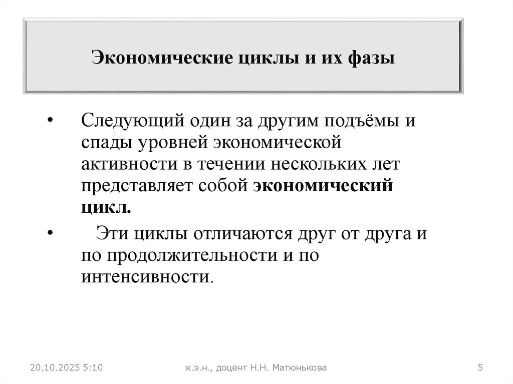 Экономические циклы и их фазы