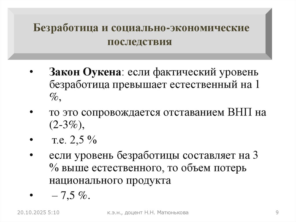 Безработица и социально-экономические последствия