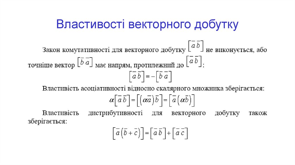 Властивості векторного добутку