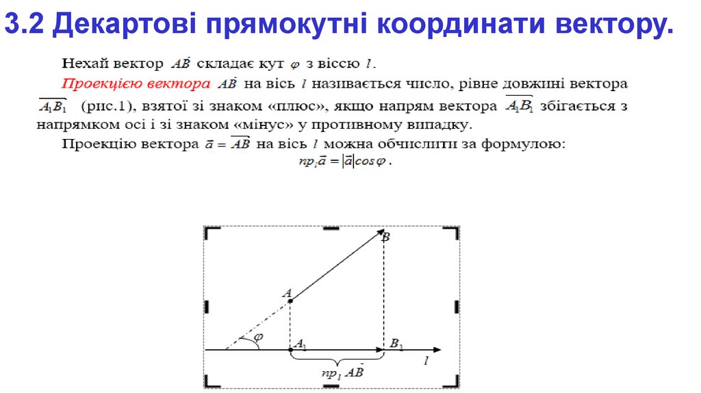 3.2 Декартові прямокутні координати вектору.