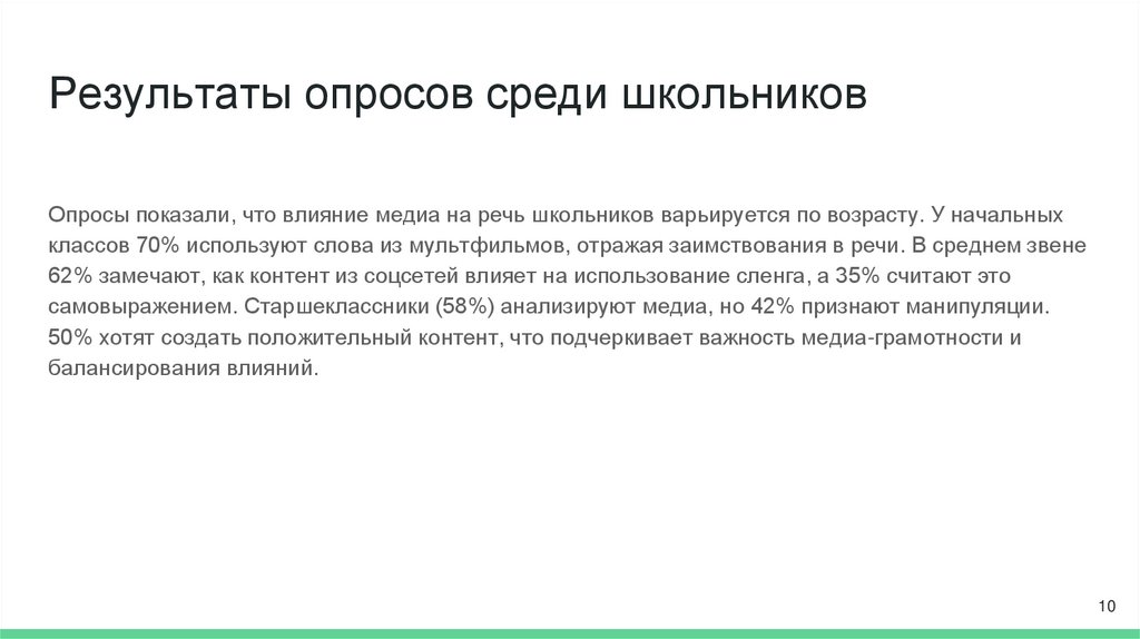 Результаты опросов среди школьников