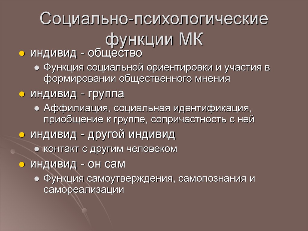 Социально-психологические функции МК