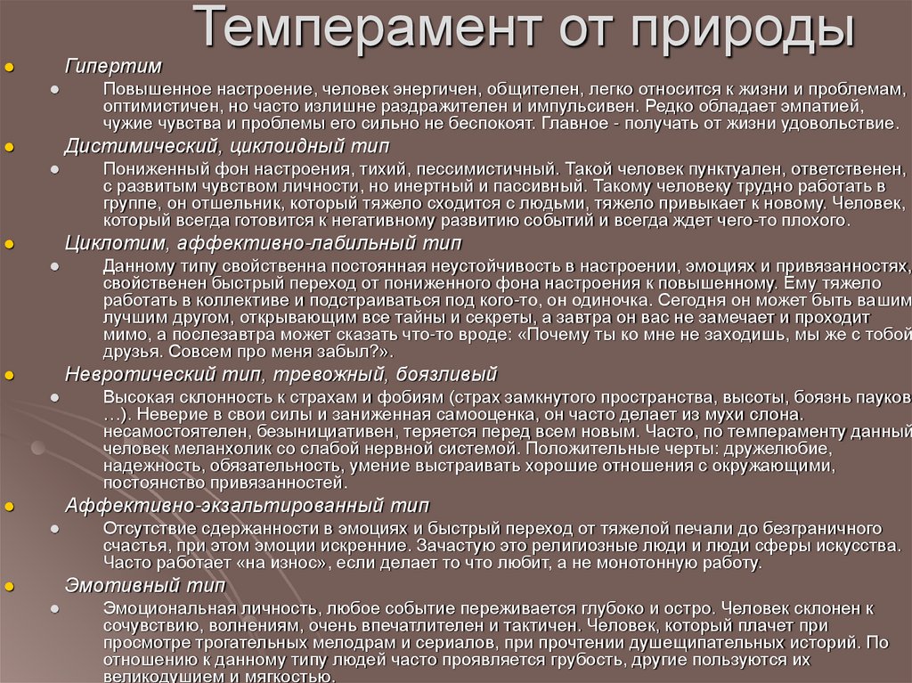 Темперамент от природы