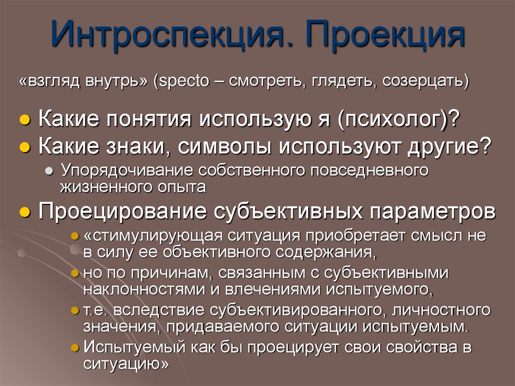 Интроспекция. Проекция