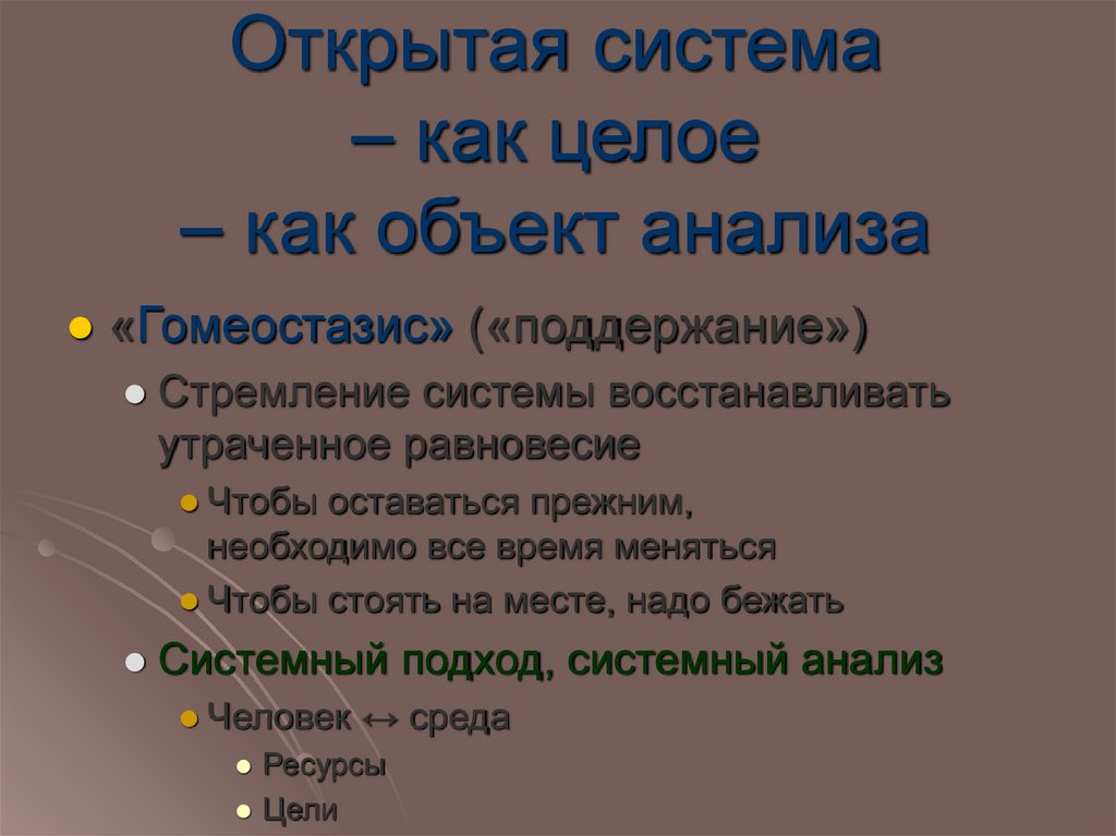 Открытая система – как целое – как объект анализа