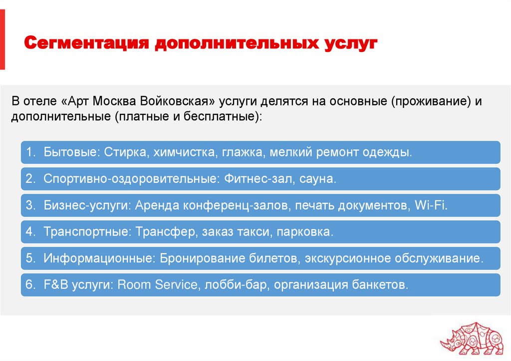 Сегментация дополнительных услуг