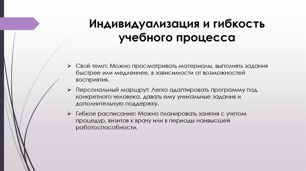 Индивидуализация и гибкость учебного процесса