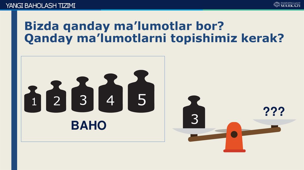 Bizda qanday ma’lumotlar bor? Qanday ma’lumotlarni topishimiz kerak?