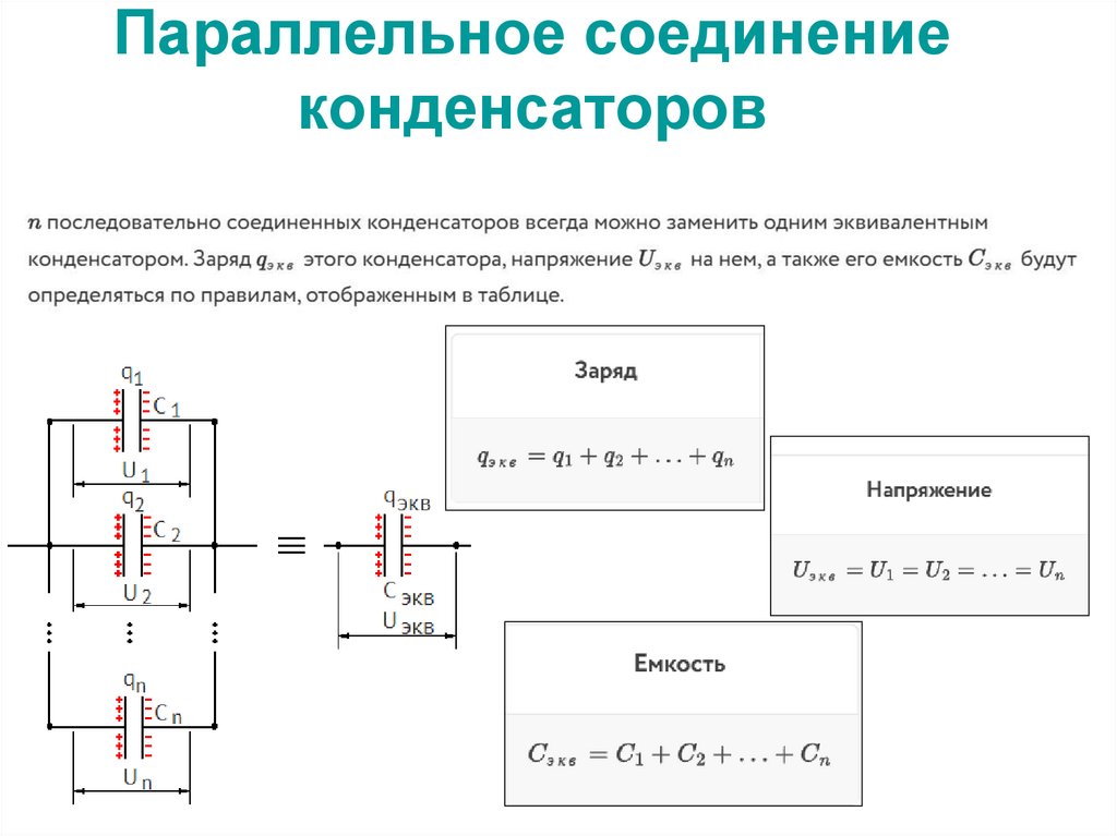 Параллельное соединение конденсаторов