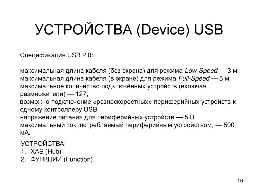 УСТРОЙСТВА (Device) USB