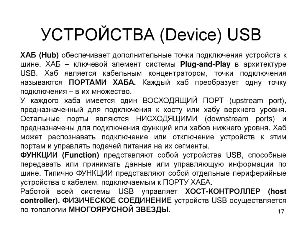 УСТРОЙСТВА (Device) USB