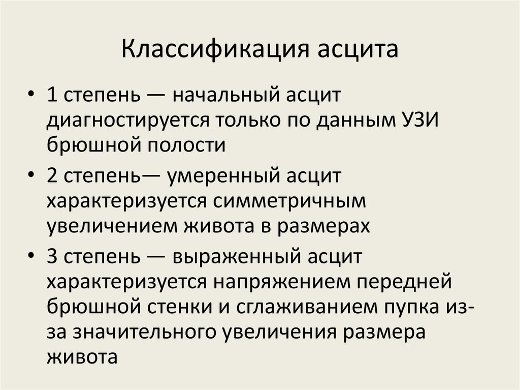 Классификация асцита