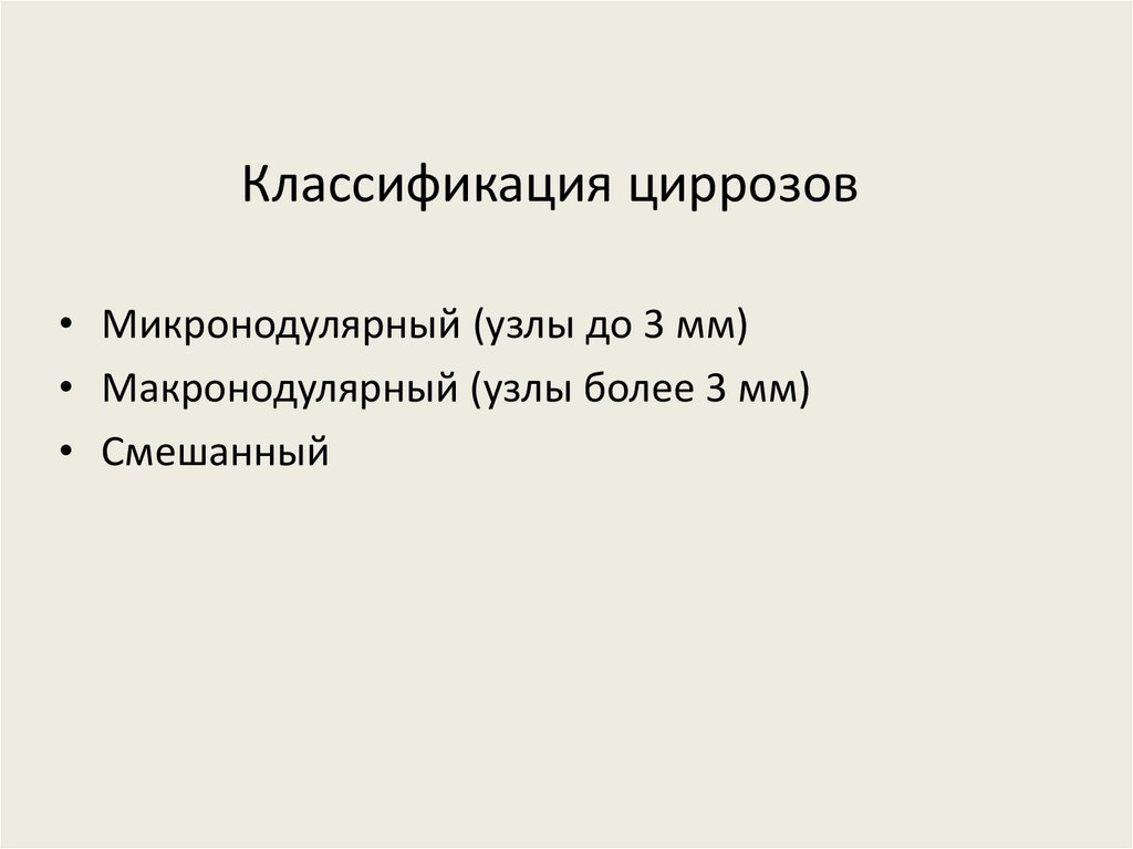 Классификация циррозов