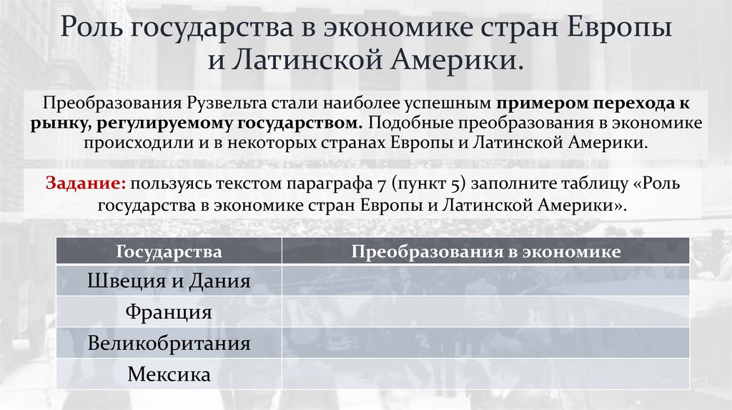 Роль государства в экономике стран Европы и Латинской Америки.