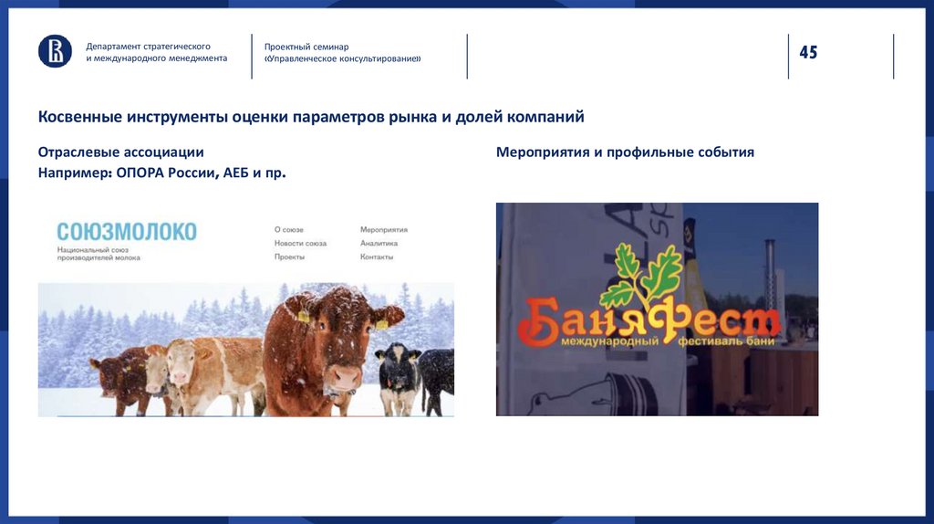 Косвенные инструменты оценки параметров рынка и долей компаний