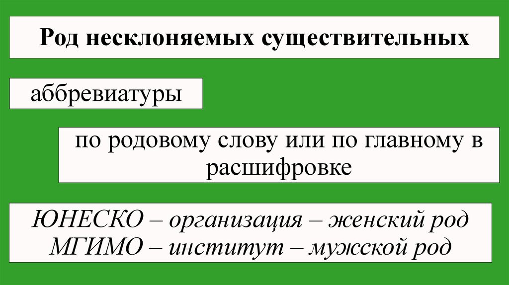 Род несклоняемых существительных