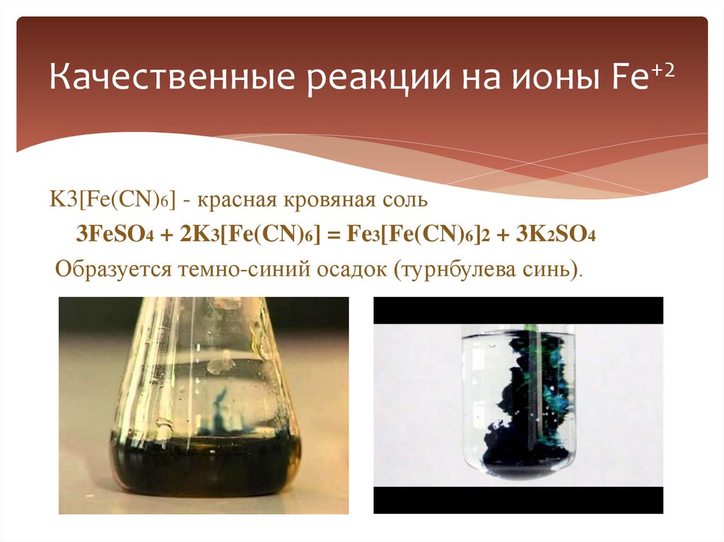 Качественные реакции на ионы Fe+2