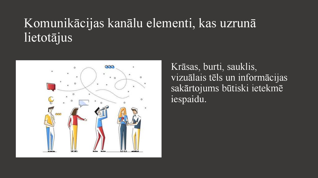 Komunikācijas kanālu elementi, kas uzrunā lietotājus