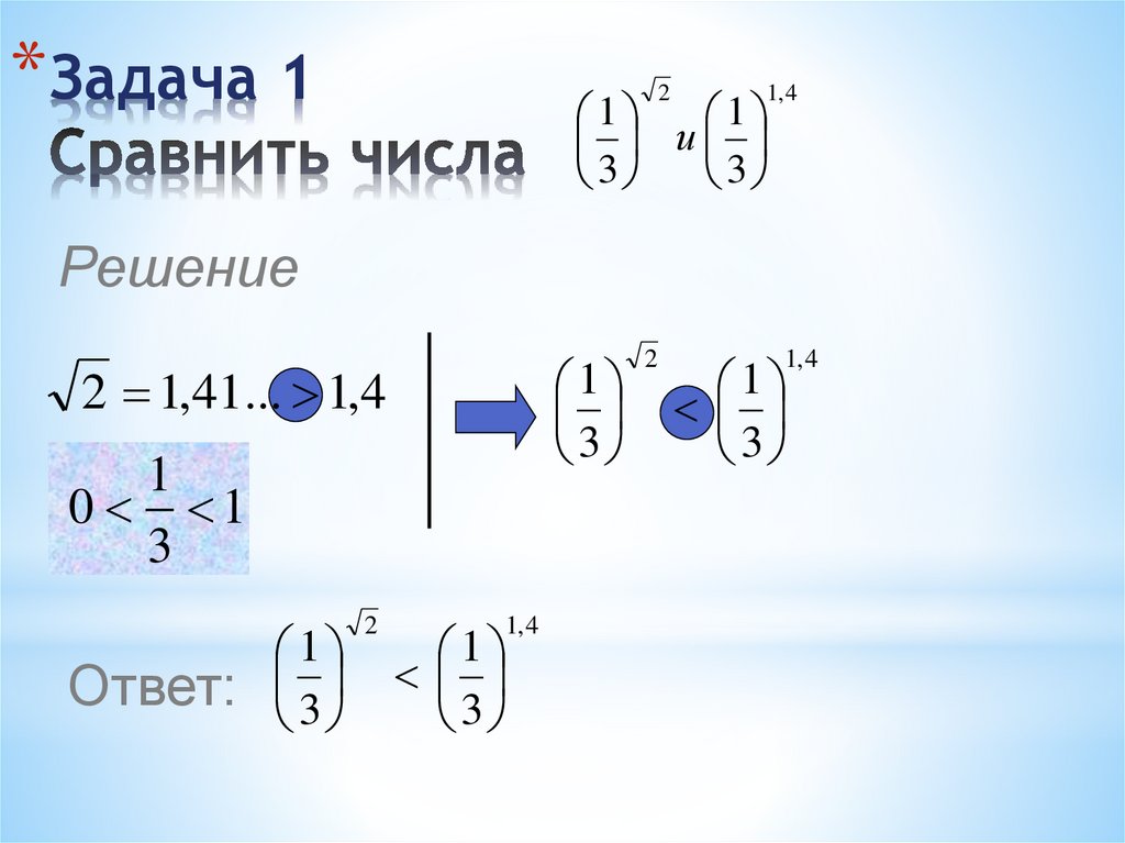 Задача 1 Сравнить числа