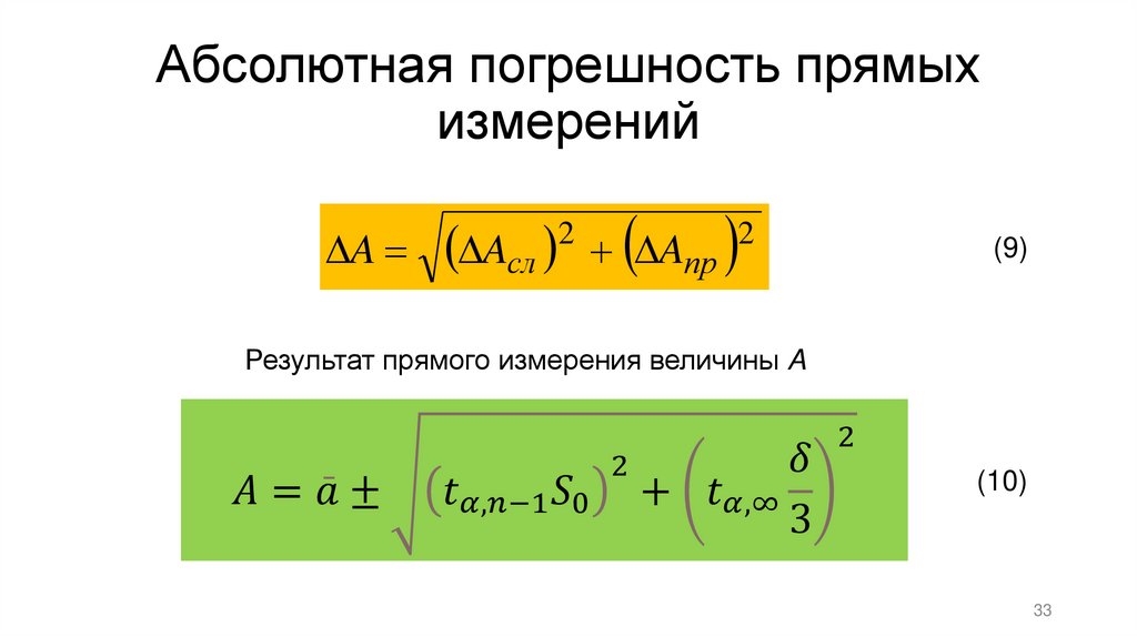 Абсолютная погрешность прямых измерений