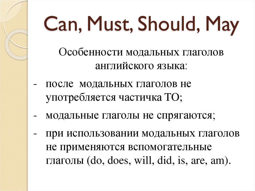 Can, Must, Should, May