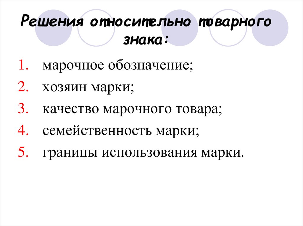 Решения относительно товарного знака: