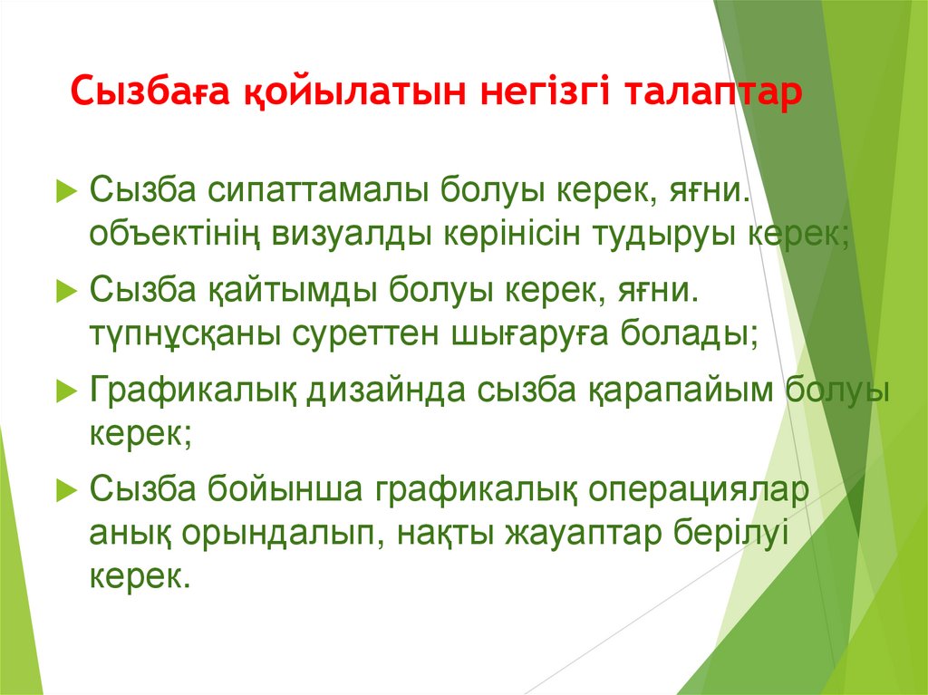 Сызбаға қойылатын негізгі талаптар