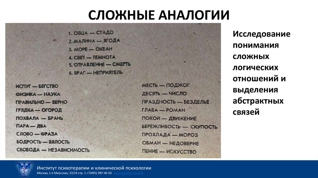 СЛОЖНЫЕ АНАЛОГИИ