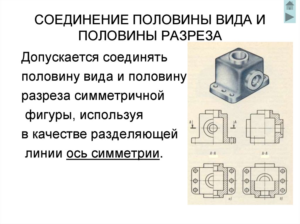 СОЕДИНЕНИЕ ПОЛОВИНЫ ВИДА И ПОЛОВИНЫ РАЗРЕЗА
