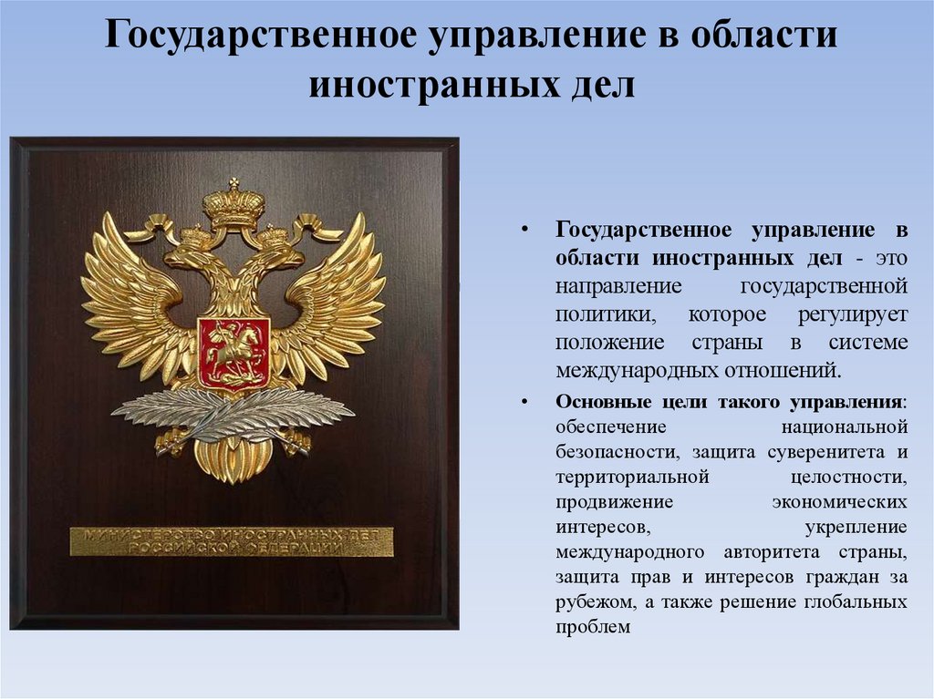 Государственное управление в области иностранных дел
