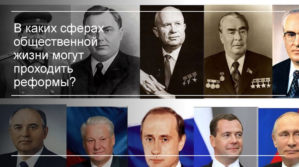 В каких сферах общественной жизни могут проходить реформы?